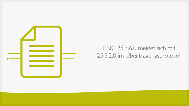 ERIC 25.3.6.0 meldet sich mit 25.3.2.0 im Übertragungsprotokoll ERIC Übertragungsprotokoll