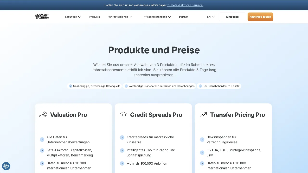 Fremdvergleiche bei Verrechnungspreisdokumentation: mit smartZebra geht es ganz einfach.